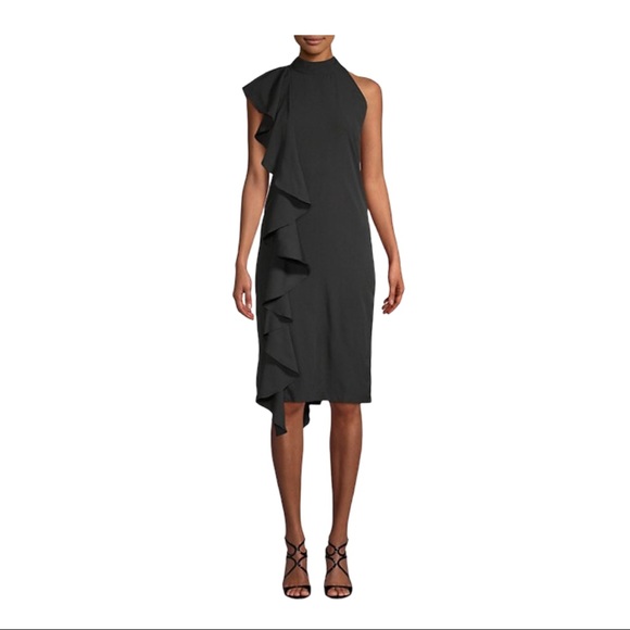Walter Baker Johanna Ruffle Sheath Halter Dress - Picture 5 of 5